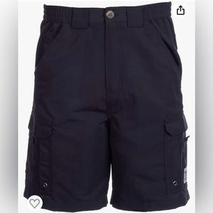 Fishing shorts with solar and stainguard, nylon,  6 pocket, side elastic waist